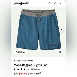Patagonia Men's Still Blue Baggies Lights shorts